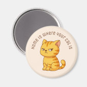Mürrische orange getigerte Katze mit individuellem Magnet (Vorderseite/Rückseite)