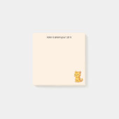 Mürrische orange getigerte Katze mit individuellem Post-it Klebezettel (Vorderseite)