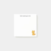 Mürrische orange getigerte Katze mit individuellem Post-it Klebezettel (Vorderseite)