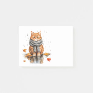 Mürrische orange Katze im Regen Post-it Klebezettel