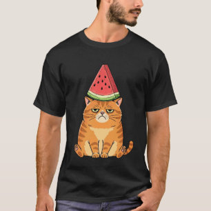 Mürrische Orange Katze Wassermelone Sommer Humor K T-Shirt