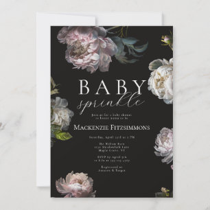 Mürrische Pfingstrose Dunkle Florale Babysprinkle Einladung