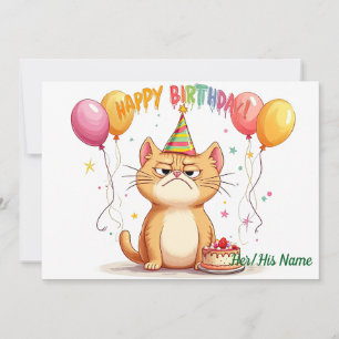 Mürrische rote Katze Geburtstag Humor Karte
