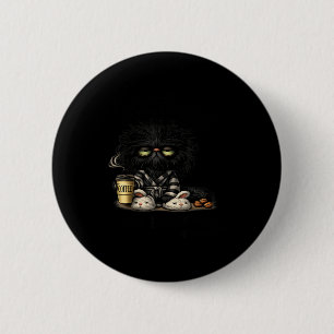 Mürrische schwarze Katze Kaffee Liebhaber süßer Mo Button