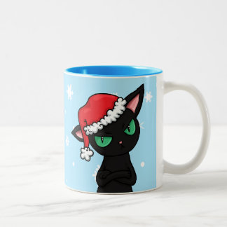 Mürrische schwarze Katzen-tragende Zweifarbige Tasse