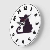 Mürrische schwarze Katzenuhr Große Wanduhr (Winkel)