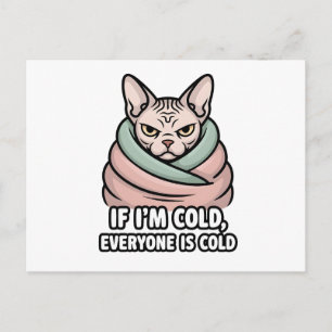 Mürrische Sphynx-Katze Kalter Humor Cartoon-Kunst Feiertagspostkarte