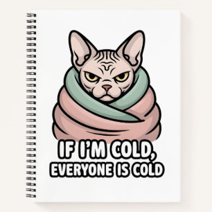 Mürrische Sphynx-Katze Kalter Humor Cartoon-Kunst Notizblock