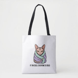 Mürrische Sphynx-Katze Kalter Humor Cartoon-Kunst Tasche