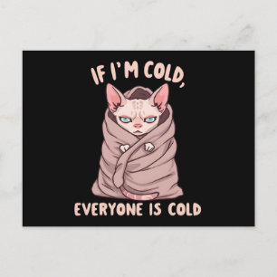 Mürrische Sphynx-Katze Kalter Humor Illustration Feiertagspostkarte