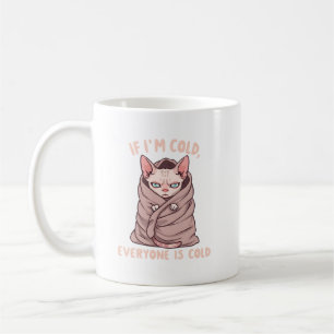 Mürrische Sphynx-Katze Kalter Humor Illustration Kaffeetasse