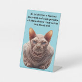 Mürrische Sphynx-Katze Sockelschild (Vorderseite)