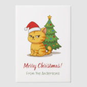 Mürrische Tabby-Katze Rote Mütze Weihnachtsbaum Ei Pergament Einladungen (Vorderseite)