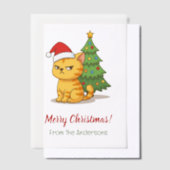 Mürrische Tabby-Katze Rote Mütze Weihnachtsbaum Ei Pergament Einladungen (Versetzt)