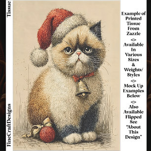 Mürrische Weihnachtskatze EB1L Decoupage Seidenpapier