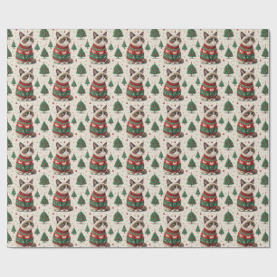 Mürrische Weihnachtskatze im hässlichen Pullover Geschenkpapier