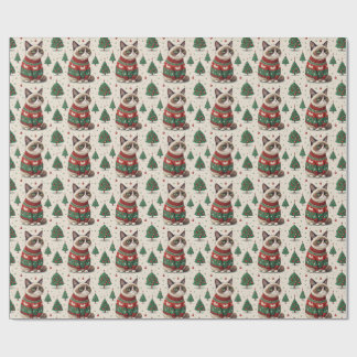 Mürrische Weihnachtskatze im hässlichen Pullover Geschenkpapier
