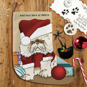 Mürrische Weihnachtskatze Santa Lustiger Urlaub Kleiner Weihnachtsstrumpf