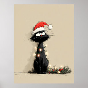 Mürrische Weihnachtskatzenstimmung Poster