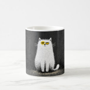 Mürrische weiße Katze – Lustige, minimalistische K Kaffeetasse