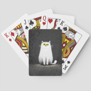 Mürrische weiße Katze – Lustige, minimalistische K Spielkarten