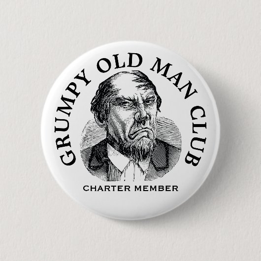 Mürrischer alter Mann Vintage-Button Button (Vorderseite)