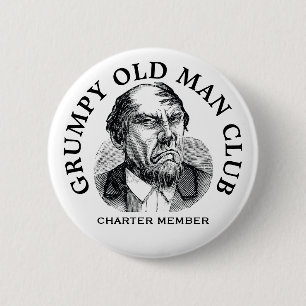 Mürrischer alter Mann Vintage-Button Button