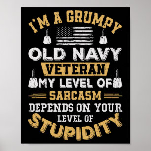 Mürrischer alter patriotischer lustiger Militärvet Poster