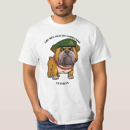 Mürrischer alter Veteran der 29 Commando Royal Art T-Shirt (Vorderseite)