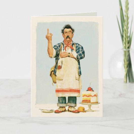Mürrischer Bäcker und Erdbeerkuchen Karte (Vorderseite)