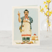 Mürrischer Bäcker und Erdbeerkuchen Karte (Gelbe Blume)