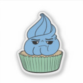 Mürrischer blauer Cupcake Aufkleber (Vorderseite)