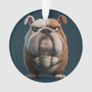Mürrischer Bulldogge Kaffee – Lustige Hunde Kunst Ornament