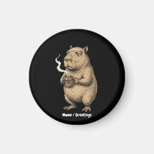 Mürrischer Capybara-Kaffee-Vintage-Tinte-Skizze Magnet