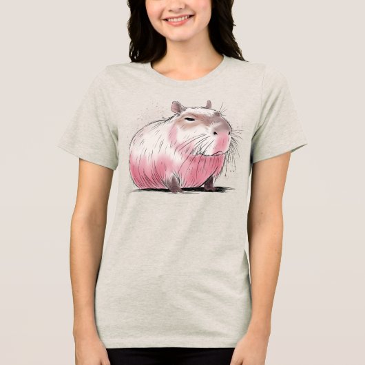 Mürrischer Capybara Tri-Blend Shirt (Vorderseite)