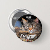 Mürrischer Engel, ja bin ich sonderbare Katze Meme Button (Vorne & Hinten)