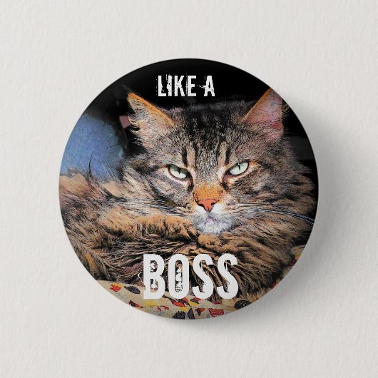 Mürrischer Engel, wie eine Chef-Katze Meme Button (Vorderseite)