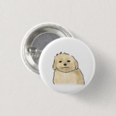 Mürrischer Fluffiger Cream Hund Lustiges Geschenk Button (Vorne & Hinten)