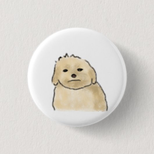 Mürrischer Fluffiger Cream Hund Lustiges Geschenk Button (Vorderseite)