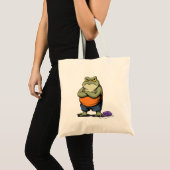 Mürrischer Frosch Lustiger Cartoon-Frosch Tragetasche (Vorderseite (Produkt))