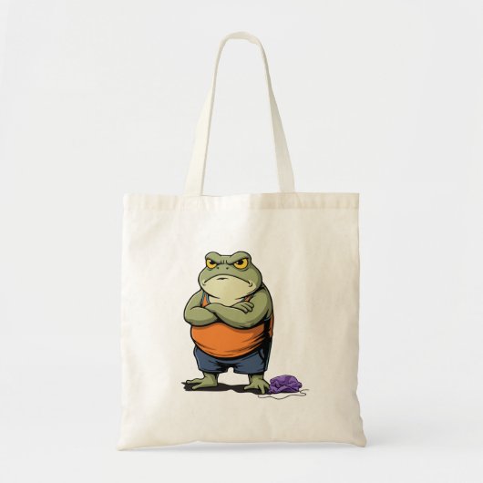 Mürrischer Frosch Lustiger Cartoon-Frosch Tragetasche (Vorne)