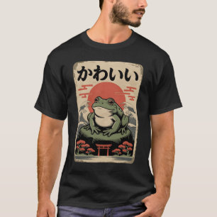 Mürrischer Frosch Retro-Holzblock-Vintage-Ukiyo-Ja T-Shirt