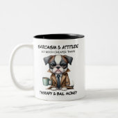 Mürrischer Hund Sarkasmus und Einstellung Keramik- Zweifarbige Tasse (Links)