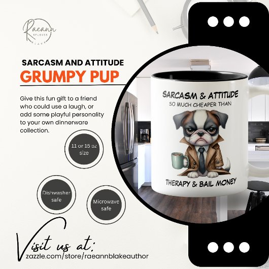 Mürrischer Hund Sarkasmus und Einstellung Keramik- Zweifarbige Tasse