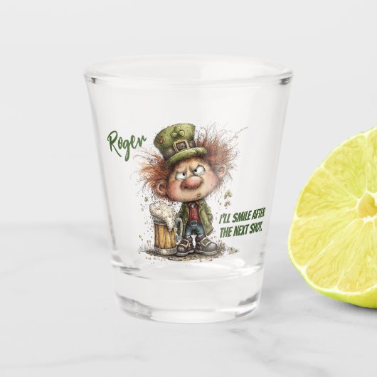 Mürrischer Leprechaun-Shotglas Schnapsglas (Vorderseite)