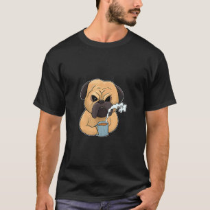 Mürrischer Mops-Hund mit Kaffee Morgenmuffel T-Shirt