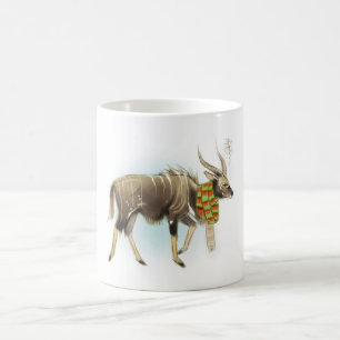 Mürrischer Nyala mit einem Schal an! Kaffeetasse