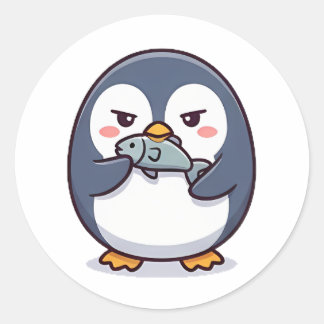 mürrischer Pinguin Runder Aufkleber