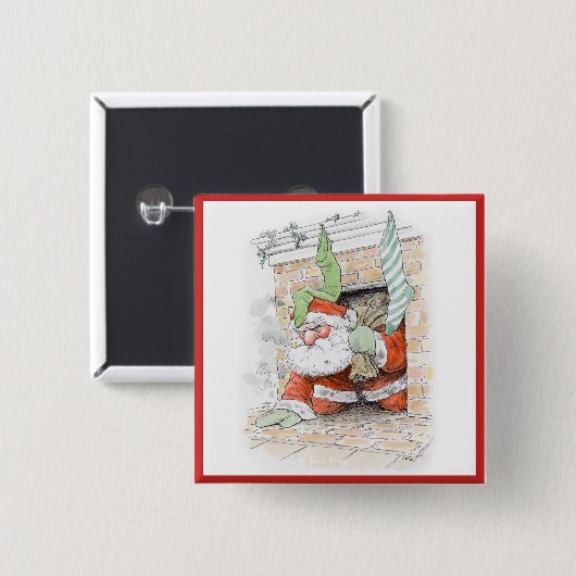 Mürrischer quadratischer Knopf Sankt Button (Vorne & Hinten)