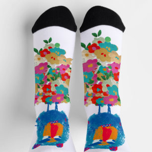 Mürrischer Riese auf Pastellblüten Socken